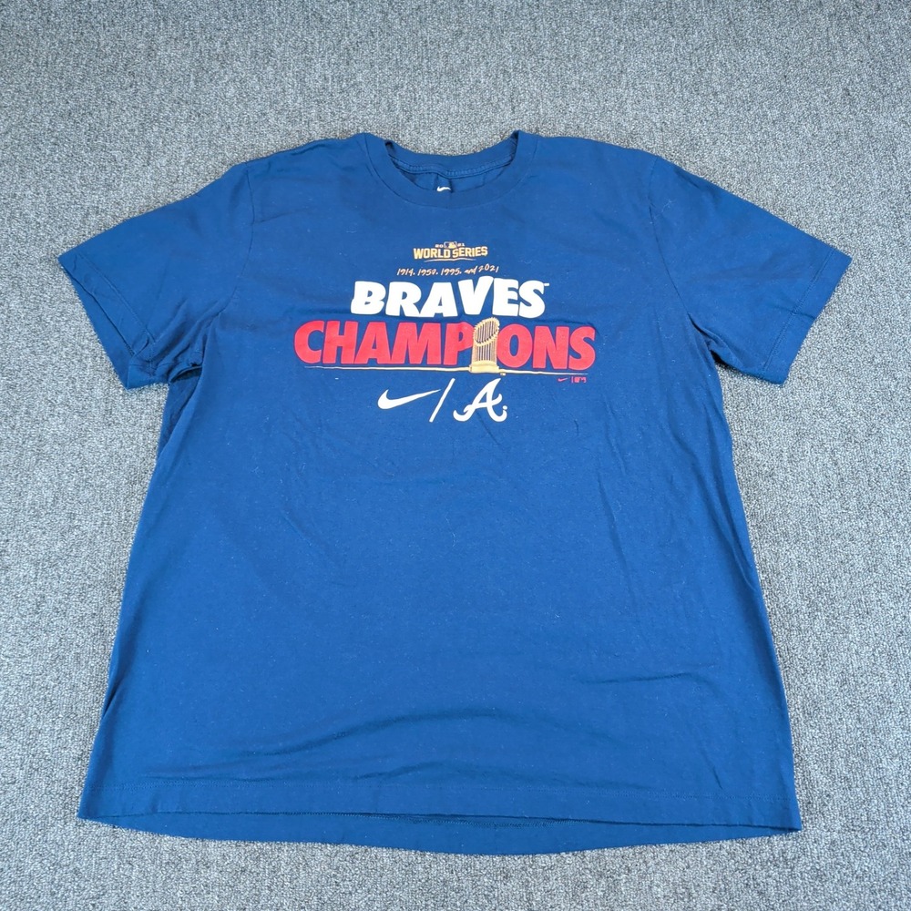 Nike Atlanta Braves 2021 World Series Champions Mens XL Blue Graphic T-Shirt — photo 2